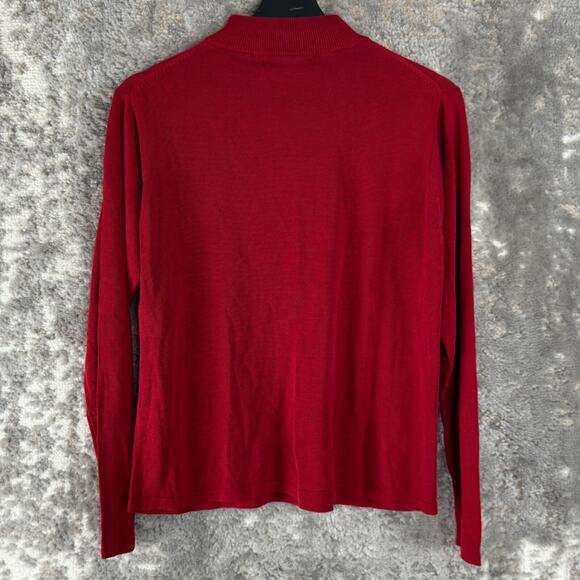 Windrige Cheryl Nash Size L Silk Mock Neck Sweater Red Long Sleeve Outdoor - Picture 3 of 7
